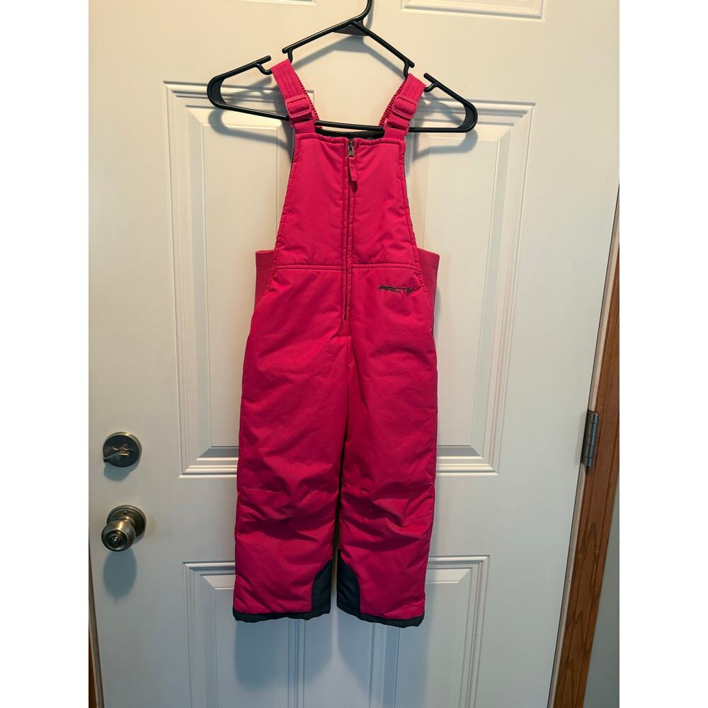 Arctix toddler snow bibs in bright pink, size 4T